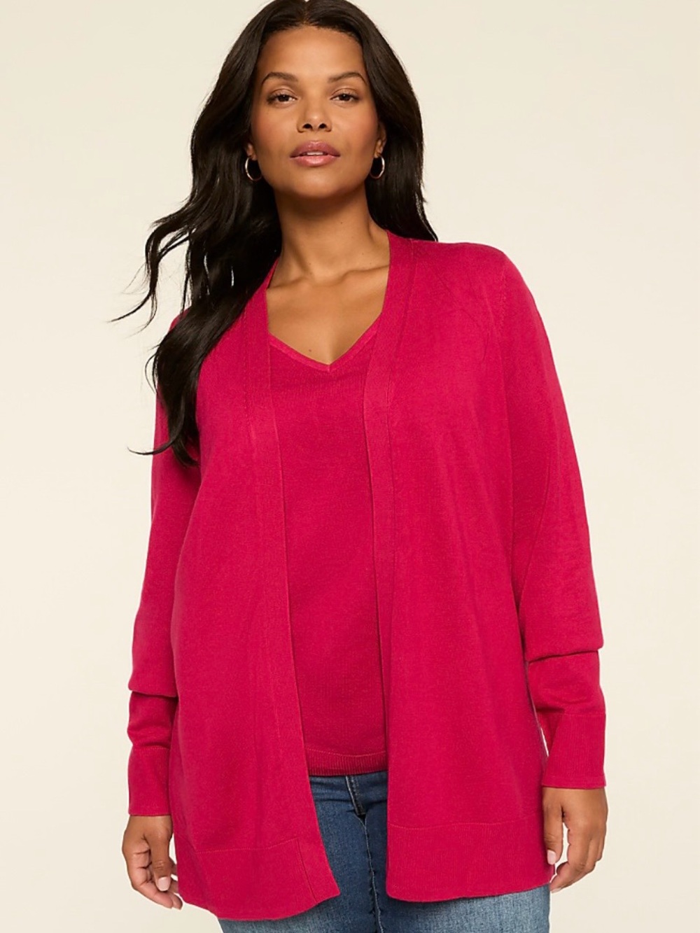Talbots / Women's Open-Front Cardigan Sweater in Fuchsia. . 132Hanger